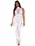 Robe bodystocking en résille et dentelle blanche - DG0490WHT Robe bodystocking en résille et dentelle blanche - DG0490WHT