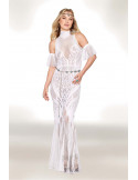 Robe bodystocking en résille et dentelle blanche - DG0490WHT Robe bodystocking en résille et dentelle blanche - DG0490WHT