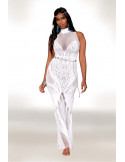 Robe bodystocking en résille et dentelle blanche - DG0490WHT Robe bodystocking en résille et dentelle blanche - DG0490WHT