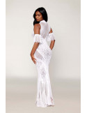 Robe bodystocking en résille et dentelle blanche - DG0490WHT Robe bodystocking en résille et dentelle blanche - DG0490WHT