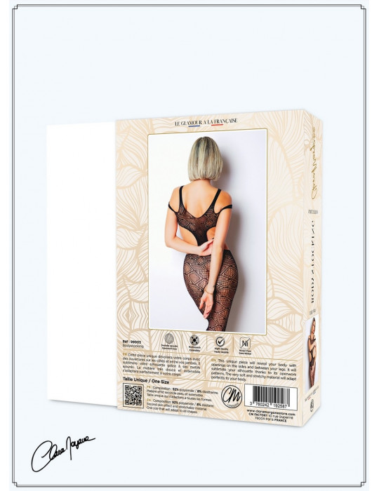 Body noir avec ouverture sexy - Le Numéro 3 - Collection Bodystocking - CM99003