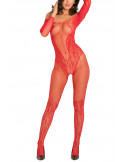 Bodystocking rouge effet body ouvert à l'entre-jambes et sur les fesses - REN7065-RED Bodystocking rouge effet body ouvert à l'entre-jambes et sur les fesses - REN7065-RED