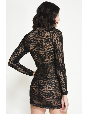 Robe courte sexy noire avec zip avant - ML60060BLK 2