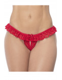 Culotte ouverte rouge avec froufrou en dentelle - MAL119RED Culotte ouverte rouge avec froufrou en dentelle - MAL119RED