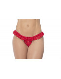 Culotte ouverte rouge avec froufrou en dentelle - MAL119RED Culotte ouverte rouge avec froufrou en dentelle - MAL119RED