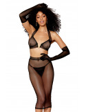 Ensemble 2 pièces, soutien gorge et jupe longue transparente noir - DG12770BLK Ensemble 2 pièces, soutien gorge et jupe longue transparente noir - DG12770BLK