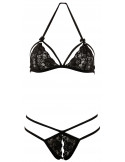 Soutien-gorge en dentelle noire avec bonnets détachables et string - R221125410 Soutien-gorge en dentelle noire avec bonnets détachables et string - R221125410