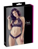 Soutien-gorge bandeau, en dentelle et résille noire et string ouvert - R2213648 Soutien-gorge bandeau, en dentelle et résille noire et string ouvert - R2213648
