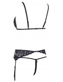 Ensemble trois pièces avec soutien-gorge fendu, porte-jarretelles et string noir - R2230348 Ensemble trois pièces avec soutien-gorge fendu, porte-jarretelles et string noir - R2230348