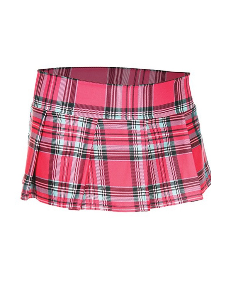 Mini-jupe plissée rose vif style ecossais - ML25074HPK