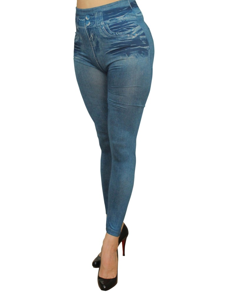 Legging bleu effet jean usé - FD1014 Legging bleu effet jean usé - FD1014