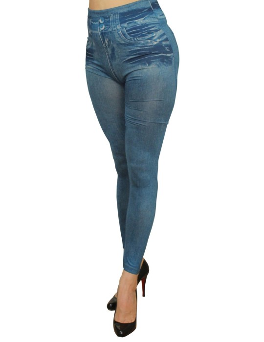 Legging bleu effet jean usé - FD1014 Legging bleu effet jean usé - FD1014