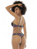 Deux-en-un, nuisette et ensemble trois pièces noir, tissu fleur exotique - MAL7496PRT Deux-en-un, nuisette et ensemble trois pièces noir, tissu fleur exotique - MAL7496PRT