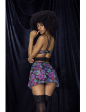 Deux-en-un, nuisette et ensemble trois pièces noir, tissu fleur exotique - MAL7496PRT Deux-en-un, nuisette et ensemble trois pièces noir, tissu fleur exotique - MAL7496PRT