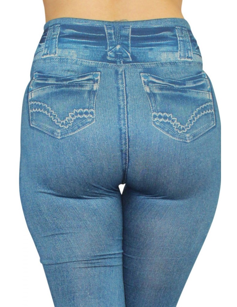 Legging bleu effet jean usé - FD1014