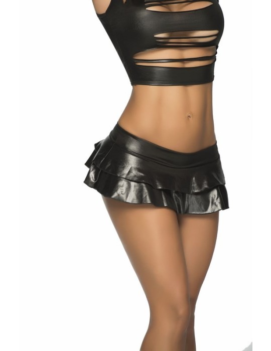 Jupette double fronce Wet  Black - MAL5022WBK Jupette double fronce Wet  Black - MAL5022WBK