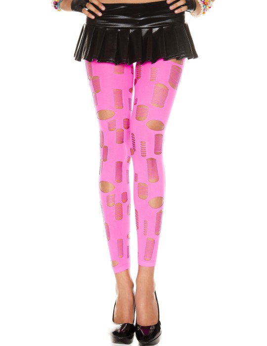 Legging rose fluo ajouré petits et grands trous - MH35472NEP