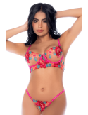 Ensemble 2 pièces résille brodée rose et bleue, soutien gorge et string - MAL8927SEGA