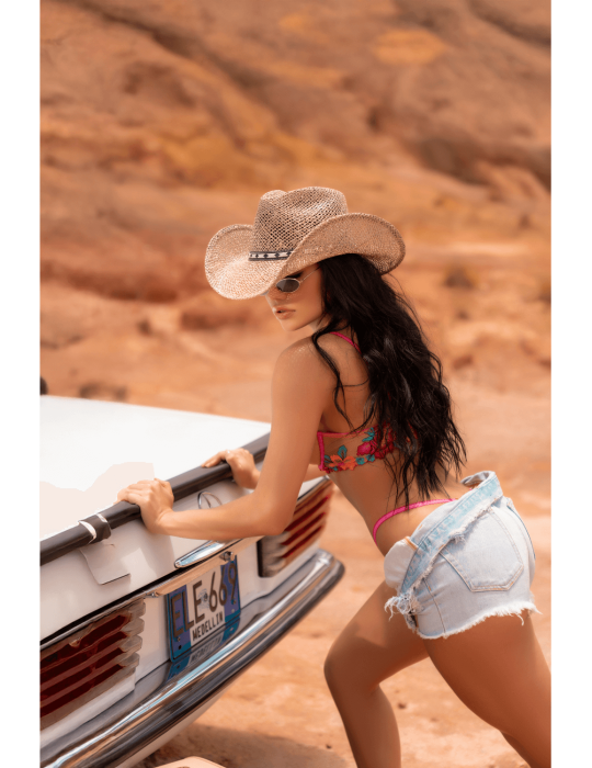 Ensemble 2 pièces résille brodée rose et bleue, soutien gorge et string - MAL8927SEGA