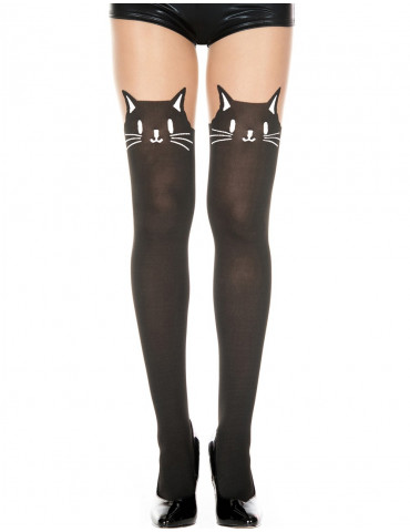 Collant semi opaque avec tête de chat fantaisie - MH7141BBE