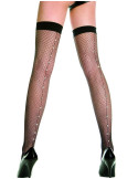 Bas résille noir coutures et strass - MH4923BLK Bas résille noir coutures et strass - MH4923BLK