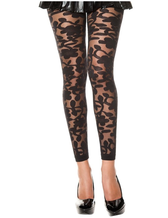 Legging noir fin transparent motif fleuri - MH35344BLK Legging noir fin transparent motif fleuri - MH35344BLK