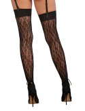 Bas noir en résille avec motif léopard. - DG0347BLK Bas noir en résille avec motif léopard. - DG0347BLK