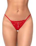 String rouge en dentelle avec perle suspendue - MAL129RED