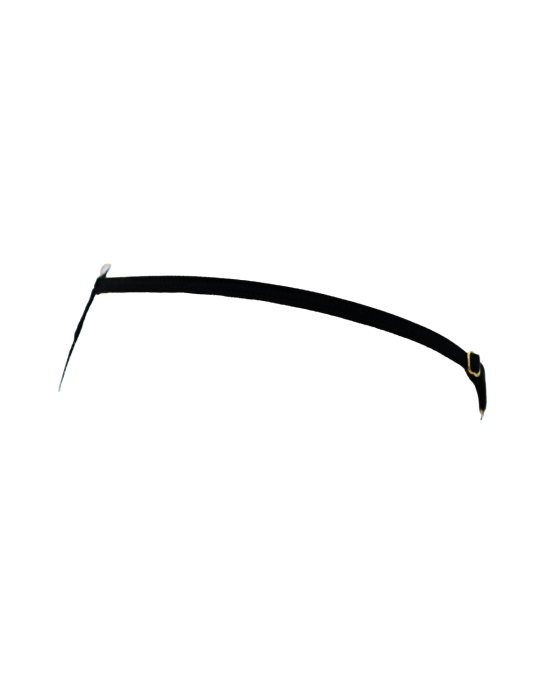 String noir en dentelle avec bijou et chaîne dorée - PM06G-BBLK