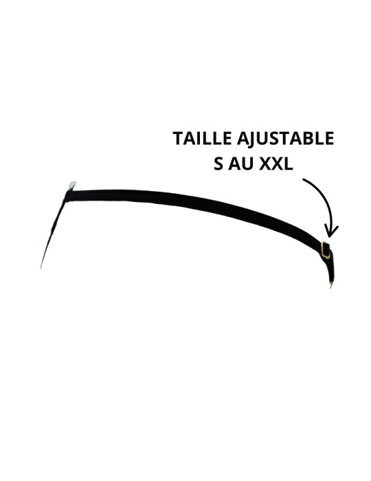 String noir en dentelle avec bijou et chaîne dorée - PM06G-BBLK