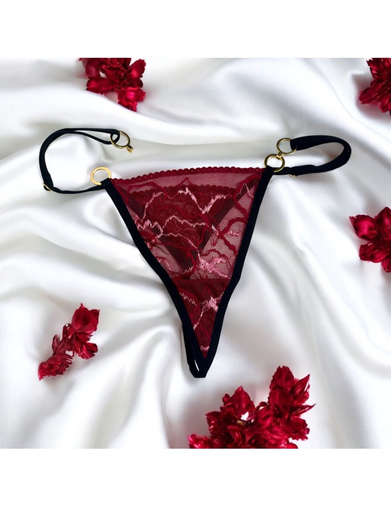 String bordeaux avec anneaux détachables - PM05GOPC-BRED String bordeaux avec anneaux détachables - PM05GOPC-BRED