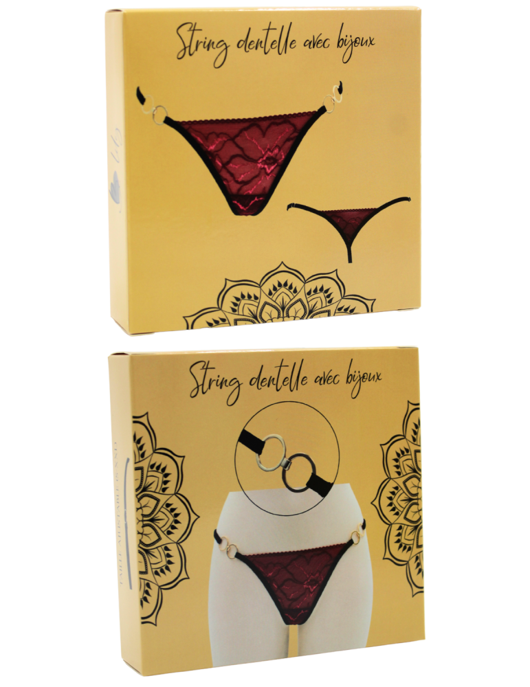 String bordeaux avec anneaux détachables - PM05GOPC-BRED