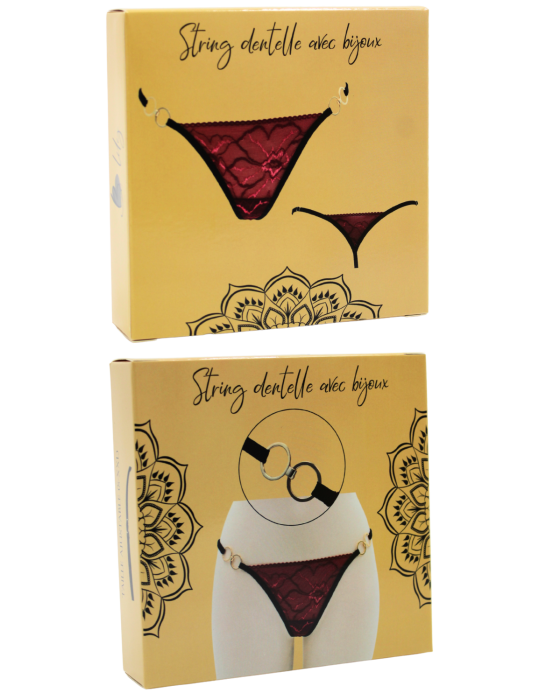 String bordeaux avec anneaux détachables - PM05GOPC-BRED