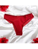 Culotte rouge en dentelle avec nœud en satin - PF09LRED