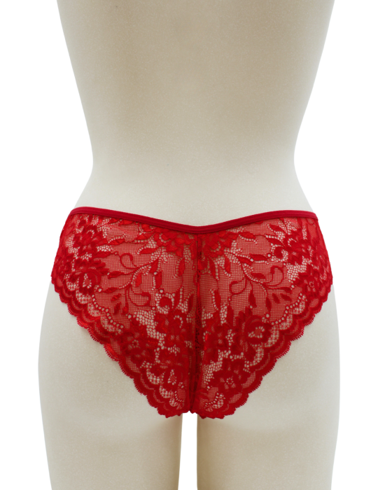 Culotte rouge en dentelle avec nœud en satin - PF09LRED