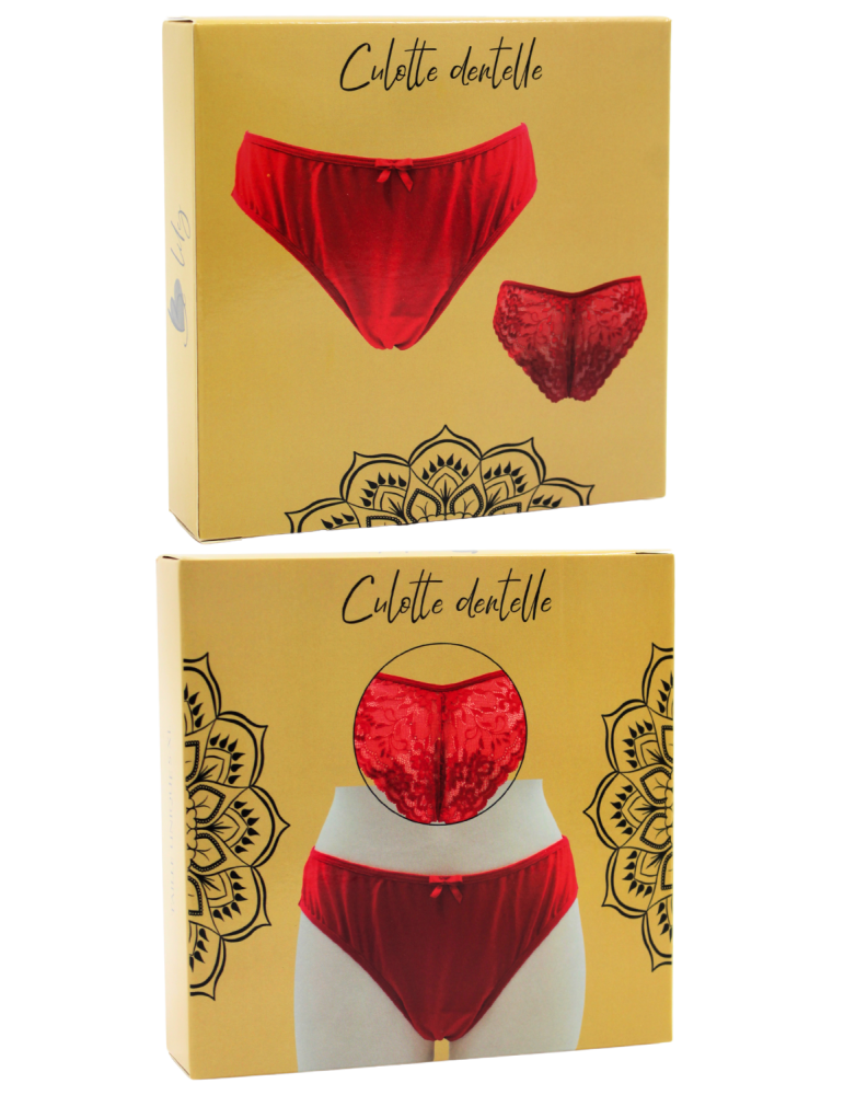 Culotte rouge en dentelle avec nœud en satin - PF09LRED