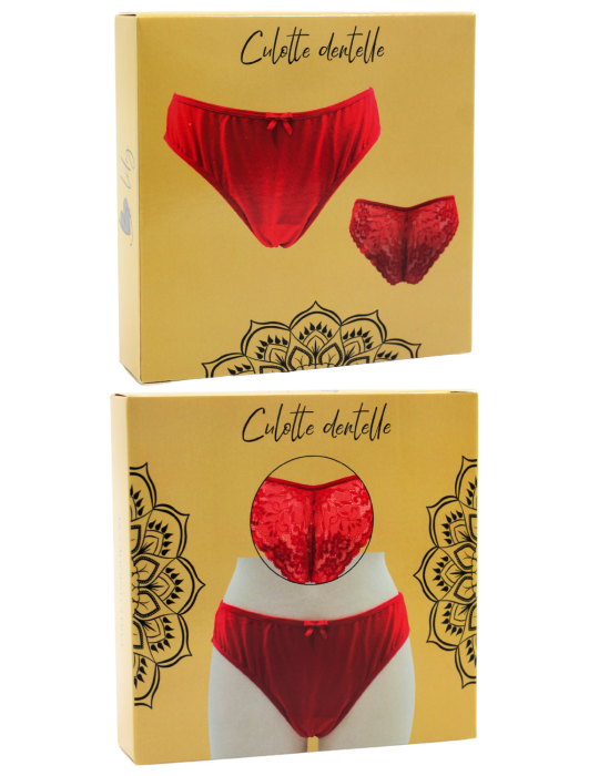 Culotte rouge en dentelle avec nœud en satin - PF09LRED