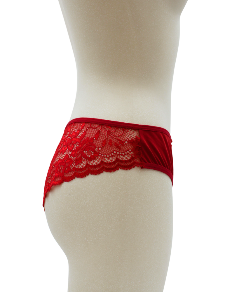 Culotte rouge en dentelle avec nœud en satin - PF09LRED