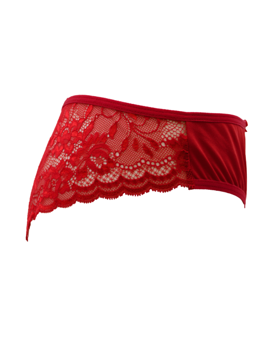 Culotte rouge en dentelle avec nœud en satin - PF09LRED