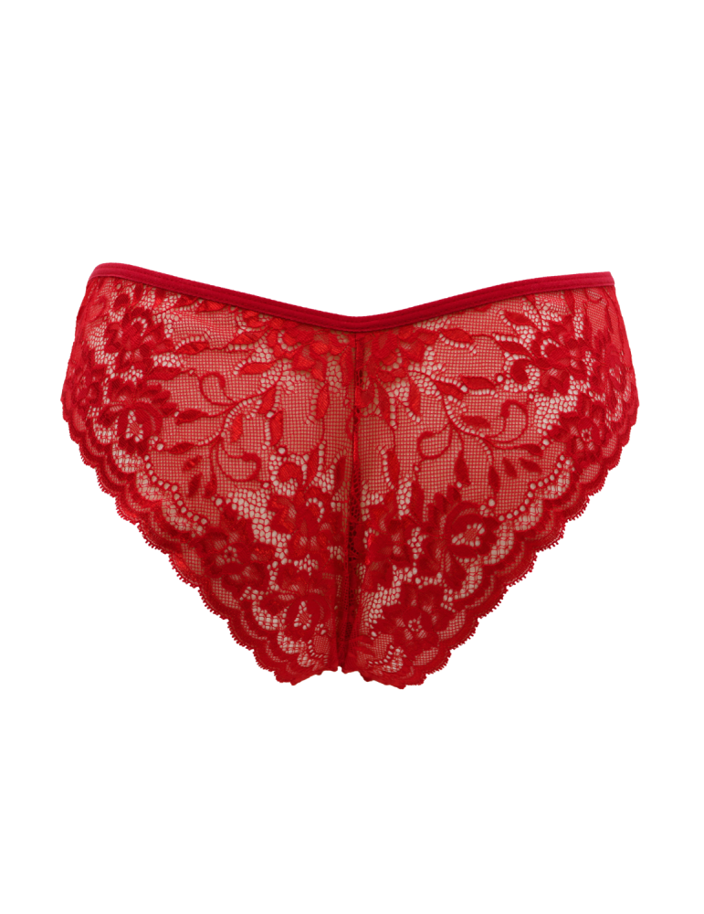 Culotte rouge en dentelle avec nœud en satin - PF09LRED