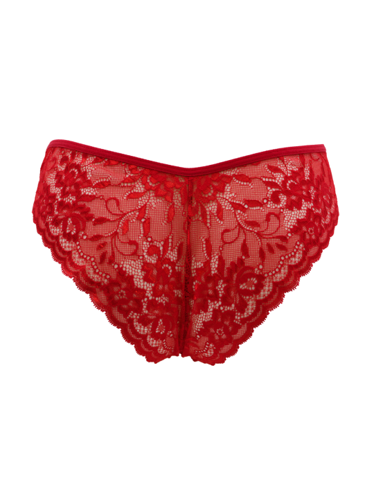 Culotte rouge en dentelle avec nœud en satin - PF09LRED