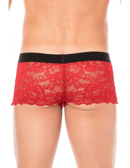 Boxer rouge en dentelle délicate - LM2006-67RED