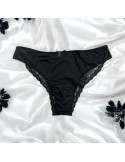 Culotte noire en dentelle avec nœud en satin - PF09LBLK