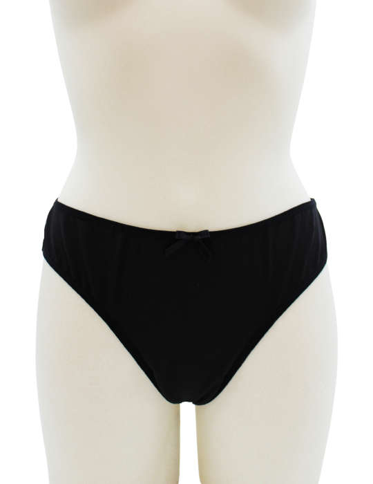 Culotte noire en dentelle avec nœud en satin - PF09LBLK