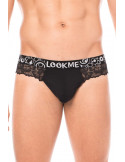 String noir en dentelle délicate - LM2006-57BLK String noir en dentelle délicate - LM2006-57BLK