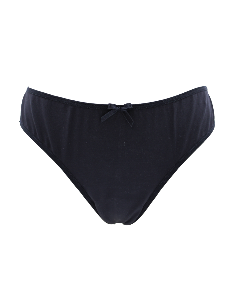 Culotte noire en dentelle avec nœud en satin - PF09LBLK