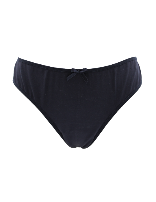 Culotte noire en dentelle avec nœud en satin - PF09LBLK