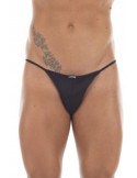 String noir satiné dos résille - LM13-57BLK String noir satiné dos résille - LM13-57BLK