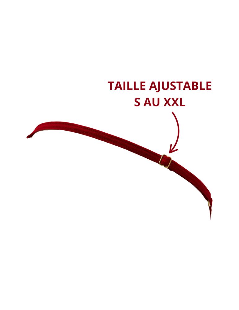 String rouge avec bijou perle  strass dorés - PA06MRED