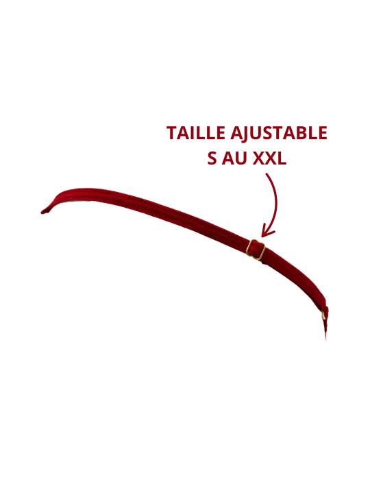 String rouge avec bijou perle  strass dorés - PA06MRED